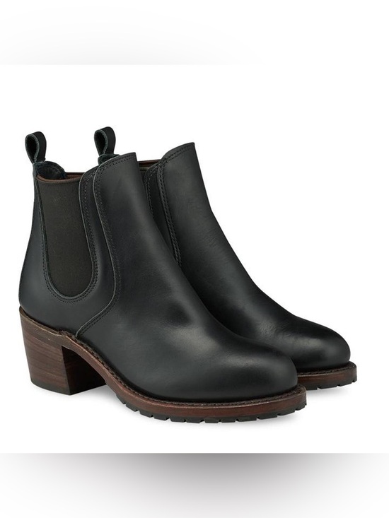 Red Wing Shoes Shoes - Red Wing Shoes Black Leather Chelsea Booties with Wood-Effect Heel